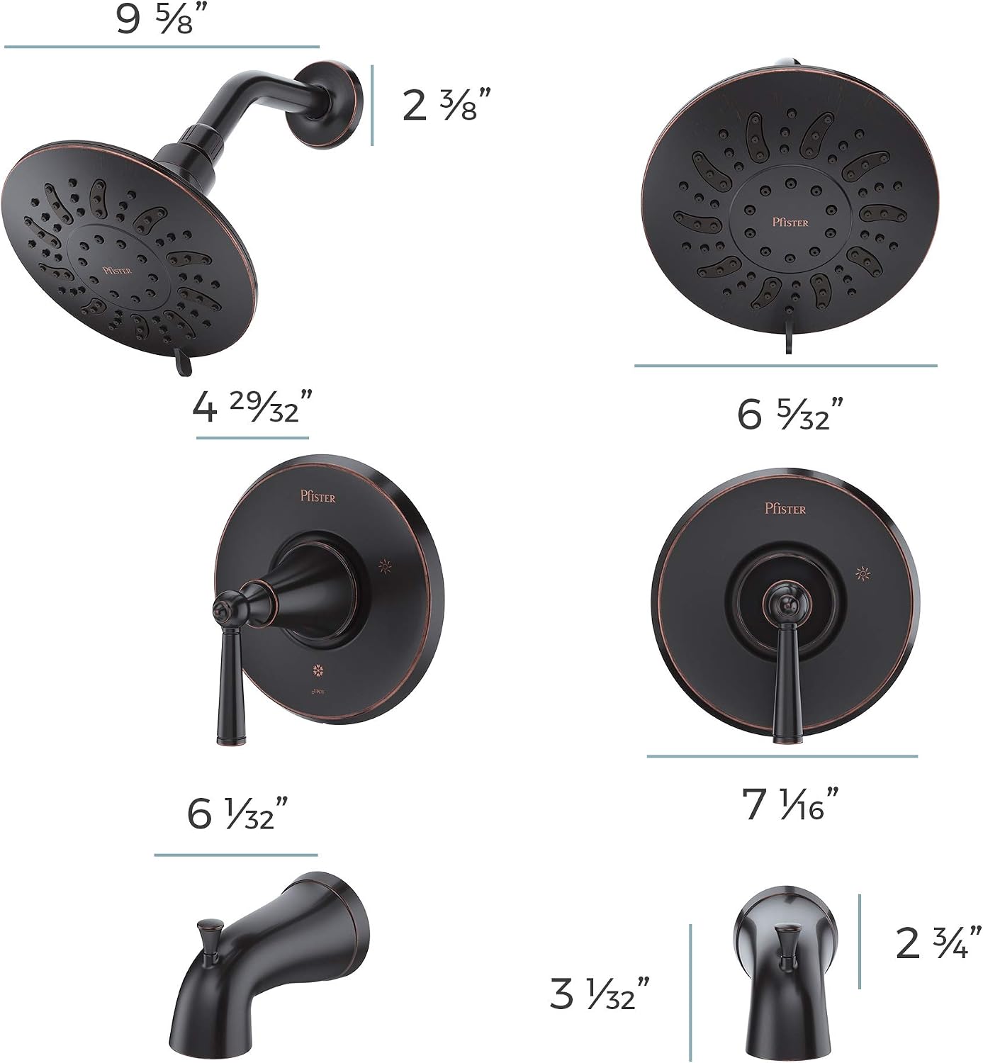Pfister Saxton Tub & Shower Trim Kit (Valve Not Included), 1-Handle, Tuscan Bronze Finish, LG898GL1Y