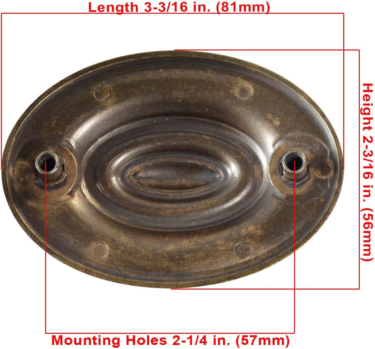 Knob Deals #1165 Furniture Dresser Pull, Oval, 2-1/4' c - c, Antique English Finish - 25 Pack