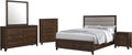 Coaster Home Furnishings Welsley Transitional 5-Piece Bedroom Set Fabric Upholstered Eastern King Size Panel Bed Frame 50-inch Headboard Walnut 223441KE-S5