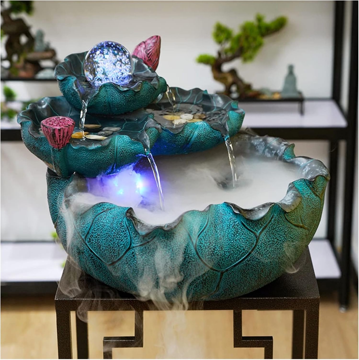 Tabletop Fountains Tabletop Fountain Feng Shui Lucky Decoration Desktop Fountain with Pump Fish Tank Waterfall Office Desktop Humidifier Zen Meditation Indoor Waterfall