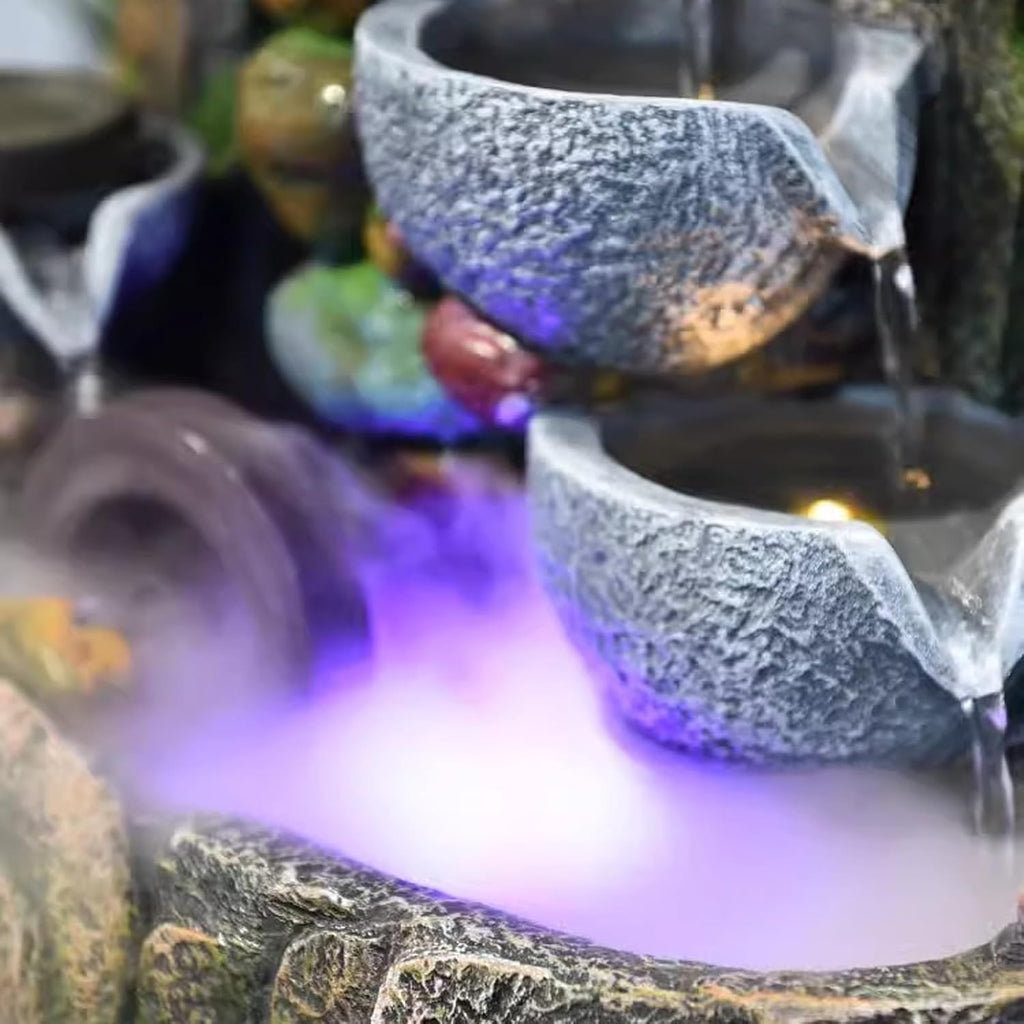 Tabletop Fountain High Mountain, Flowing Water, Fountain Landscape, Circular Living Room, Desktop Decoration, Desktop Fountain, Rockery Decoration Desktop Fountain (Color : A)
