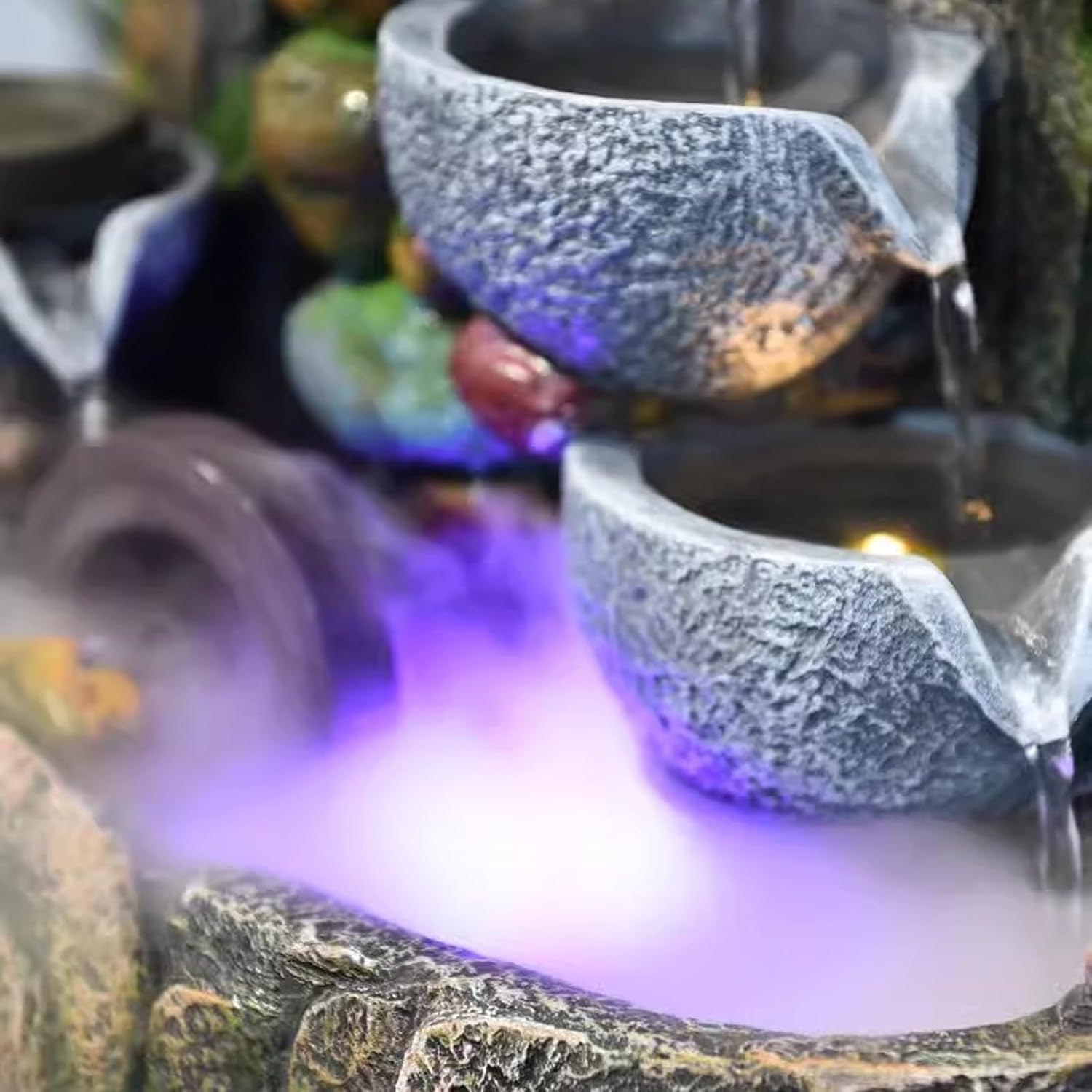 Tabletop Fountain High Mountain, Flowing Water, Fountain Landscape, Circular Living Room, Desktop Decoration, Desktop Fountain, Rockery Decoration Desktop Fountain (Color : A)