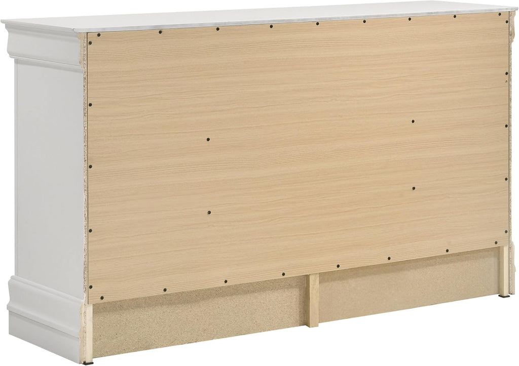 Coaster Home Furnishings Louis Philippe Traditional 5-Piece Bedroom Set Eastern King Size Sleigh Bed Frame 47-inch Headboard White 202441KE-S5