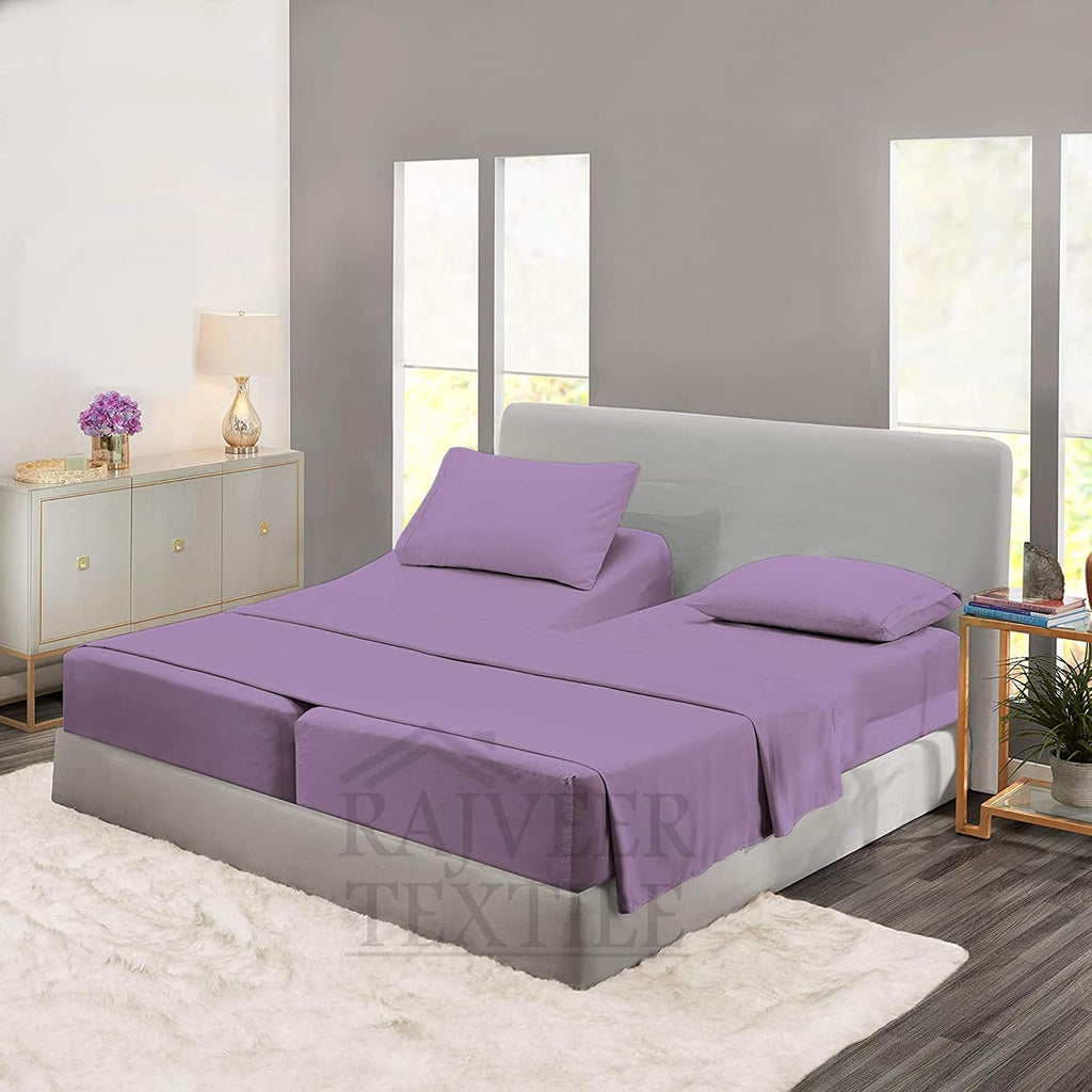 Cotton Home- 5 Pieces Split King Size Lavender Color Sheet Set – Soft Quality Luxury 18 Inch Deep Pocket & Bedding Set with Flat Sheet, Fitted Sheet, 2-Pillow Covers(20' x 30') Inches