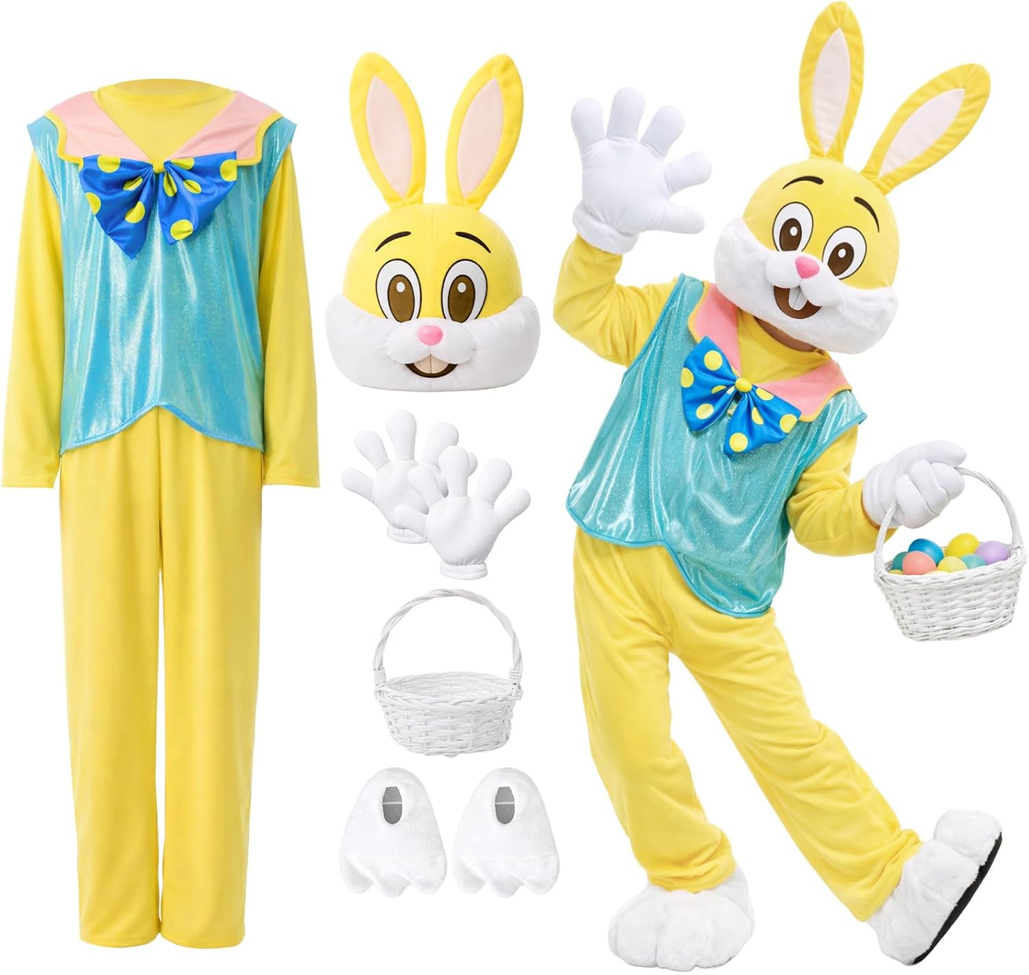 Syhood Easter Bunny Costume Adult Bunny Suit Outfit Rabbit Mascot Costumes for Men Women Easter Celebrations Events Cosplay