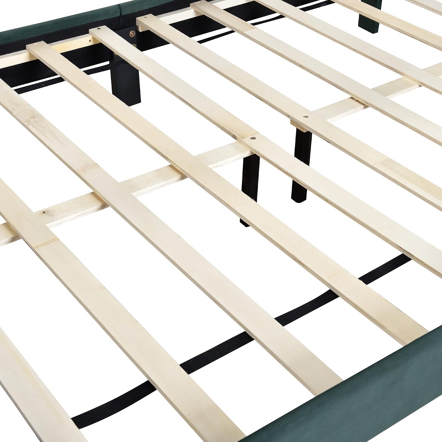 KLMM Elegant Full Size Upholstered Platform Bed,No Box Spring Needed, Velvet Fabric, Suitable for Bedroom Use, Easy to Assemble (Green#K^)