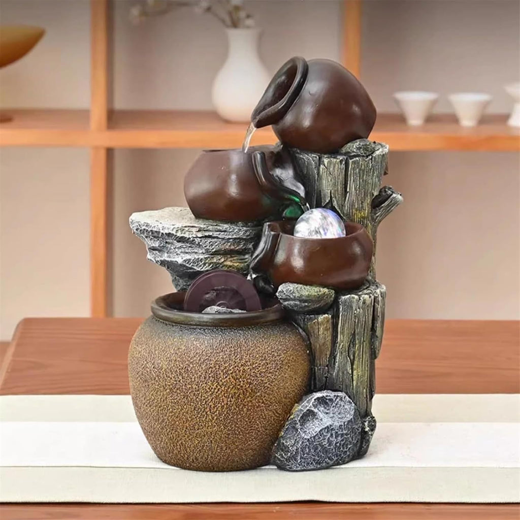 Tabletop Fountain Chinese-Style Flowing Fountain Ornamental Tea Room Feng Shui Wheel Circulating Water Landscape Decoration