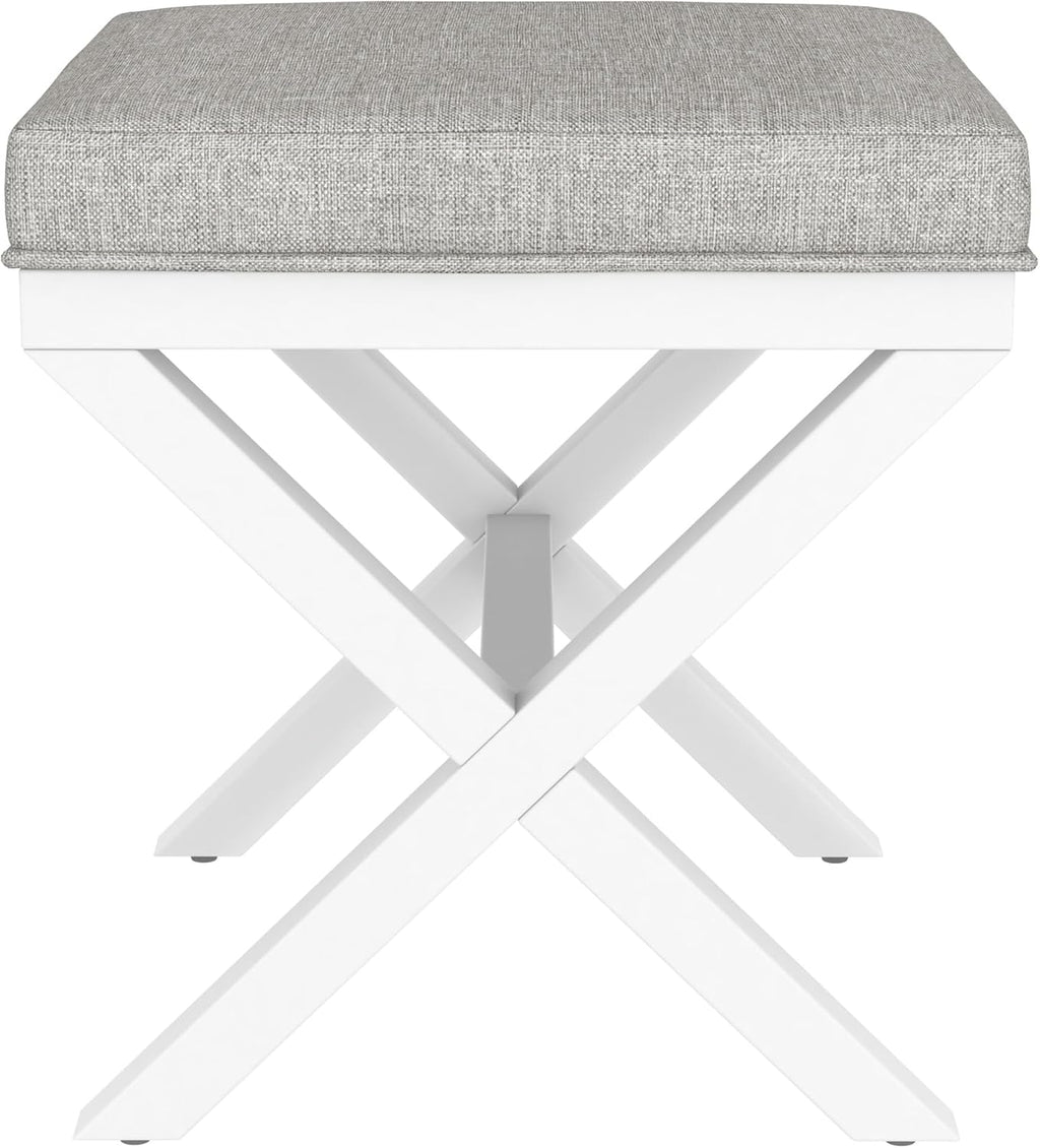 Hillsdale Somerset Backless Wood Vanity Stool for Makeup Room or Bathroom, White