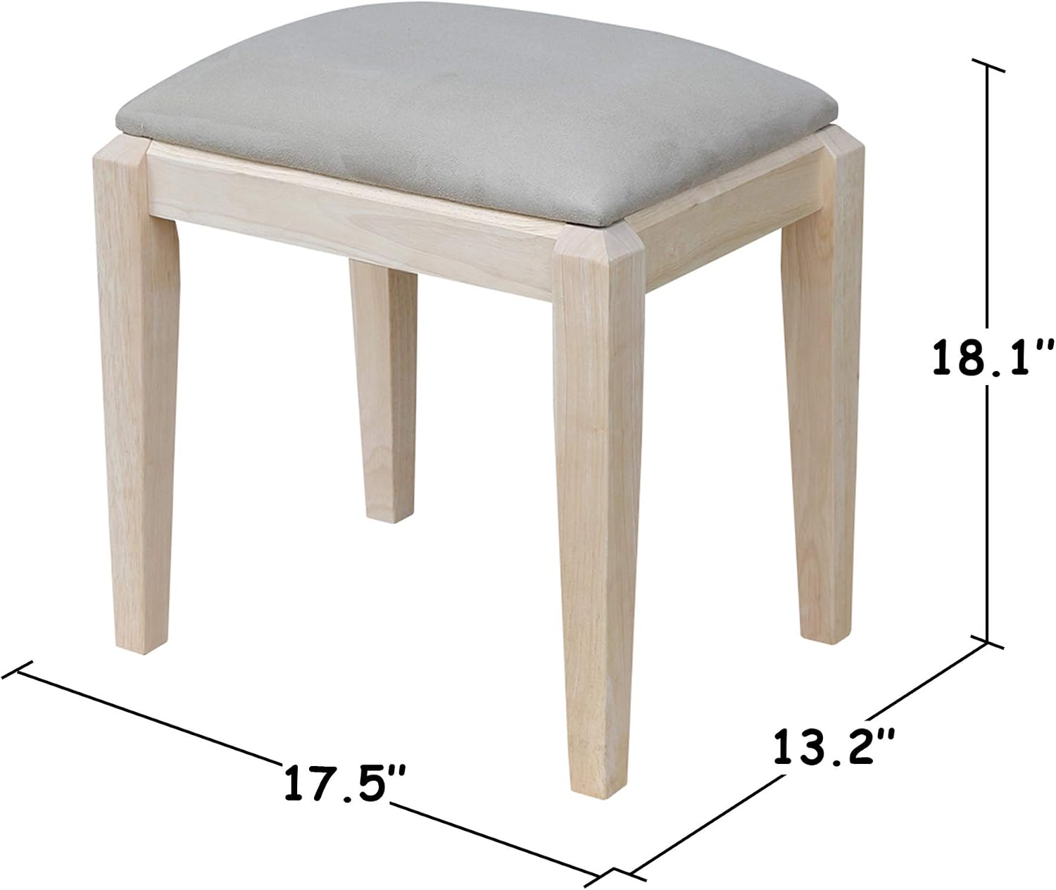 Solid Wood Vanity Table With Bench, Unfinished