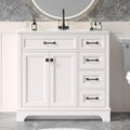 ONBRILL 36' Luxurious Bathroom Vanity with Ceramic Sink, Modern Freestanding Bathroom Single Sink Vanities Cabinet with 2 Soft Closing Doors & 2 Drawers, Adjustable Shelf & Paint Surface (White)