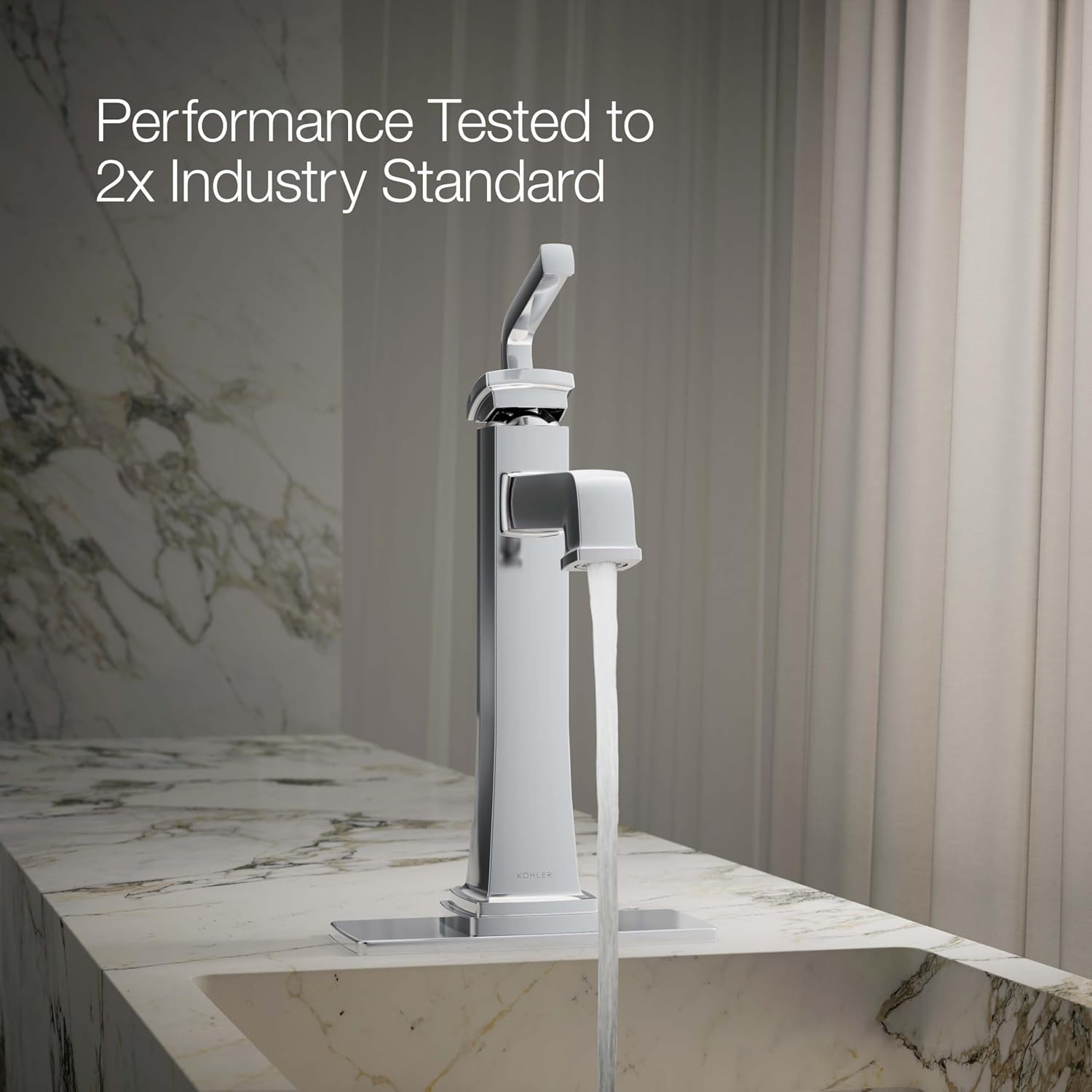 KOHLER 26430-4N-CP K-26430-4N-CP Riff Tall Single-Handle Bathroom Sink Faucet, 5 gpm, Polished Chrome