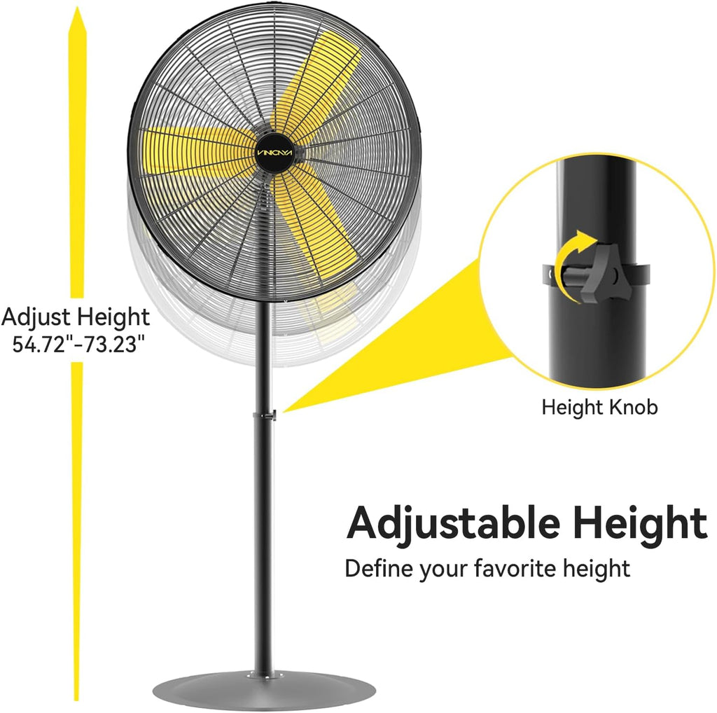 CCGIRU 30 Inch Industrial Pedestal Fan, 8900 CFM Oscillating Fan on Stand Heavy Duty, Metal Standing Fans with 3 Speed for Warehouse, Garage or Workshop, UL Safety Listed