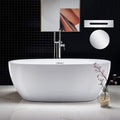 WOODBRIDGE 67' Acrylic Freestanding Bathtub Contemporary Soaking White Tub with Chrome Overflow and Drain，BTA1528-C