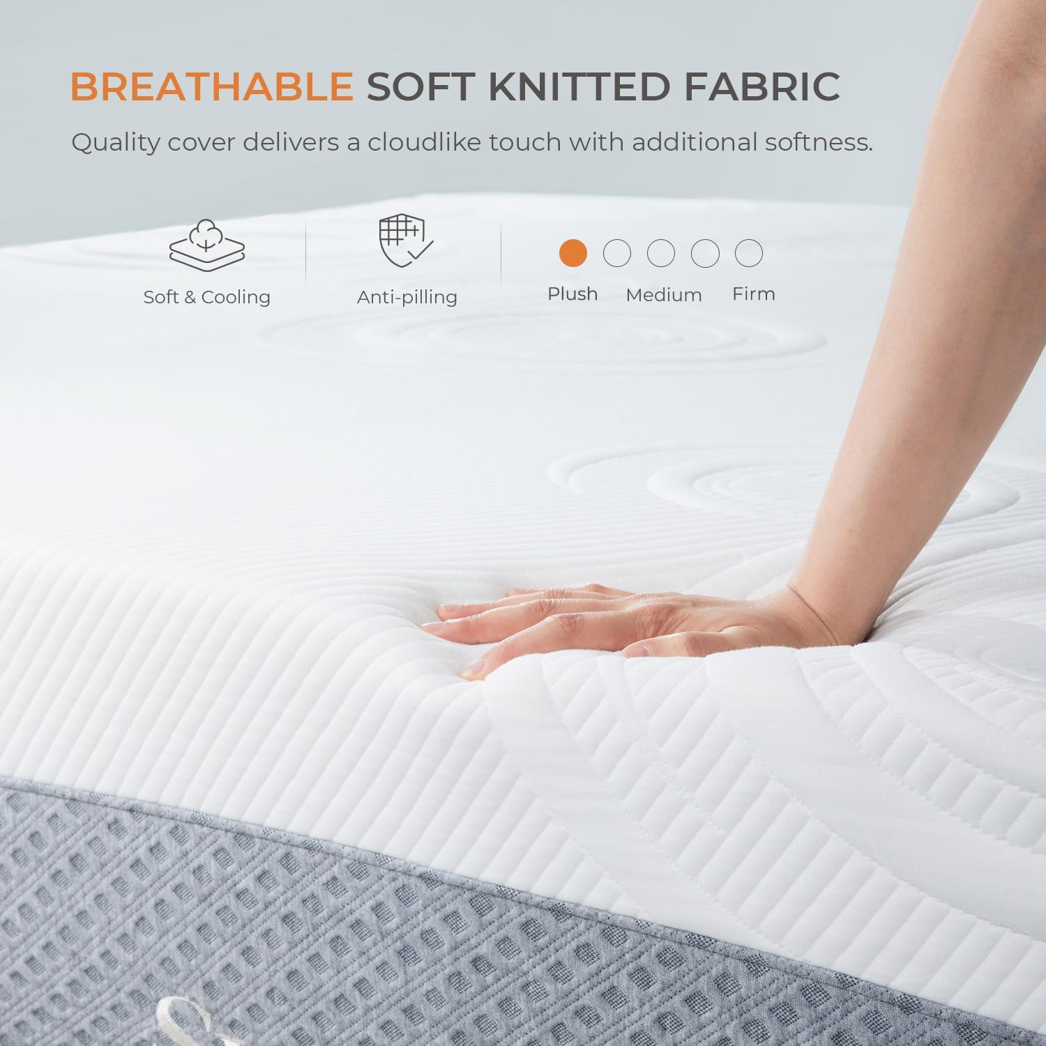 Sweetnight Twin Size Mattress, 10 Inch Cooling Gel Memory Foam Mattress for Moisture Wicking, Plush Foam Mattress for Comfy Sleep, Mattress in a Box, Luna, Gray+White