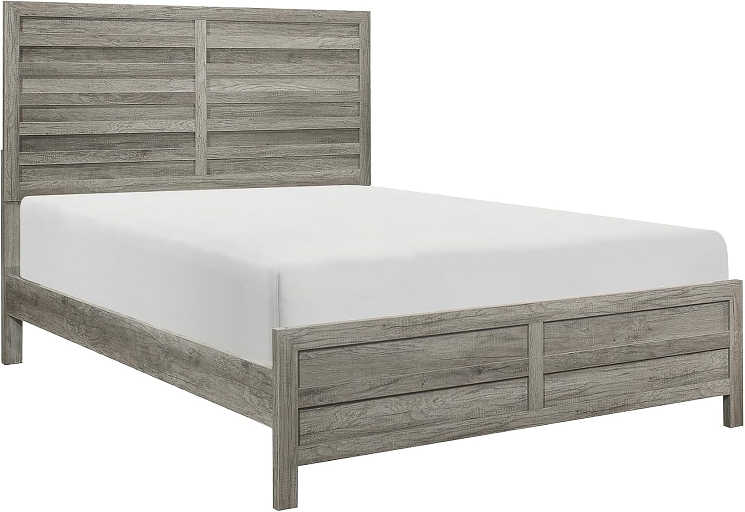 Benzara Kade 4 Pc Queen Size Bedroom Set- Slatted Panel Design- Weathered Gray Finish