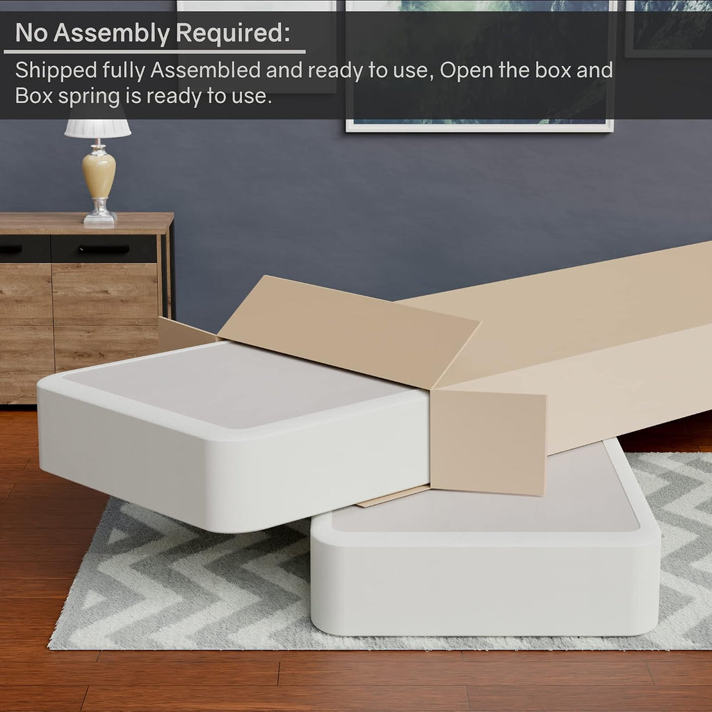 Fully Assembled Split Low Profile Wood Traditional Box Spring/Foundation For Mattress Set, Full, Beige
