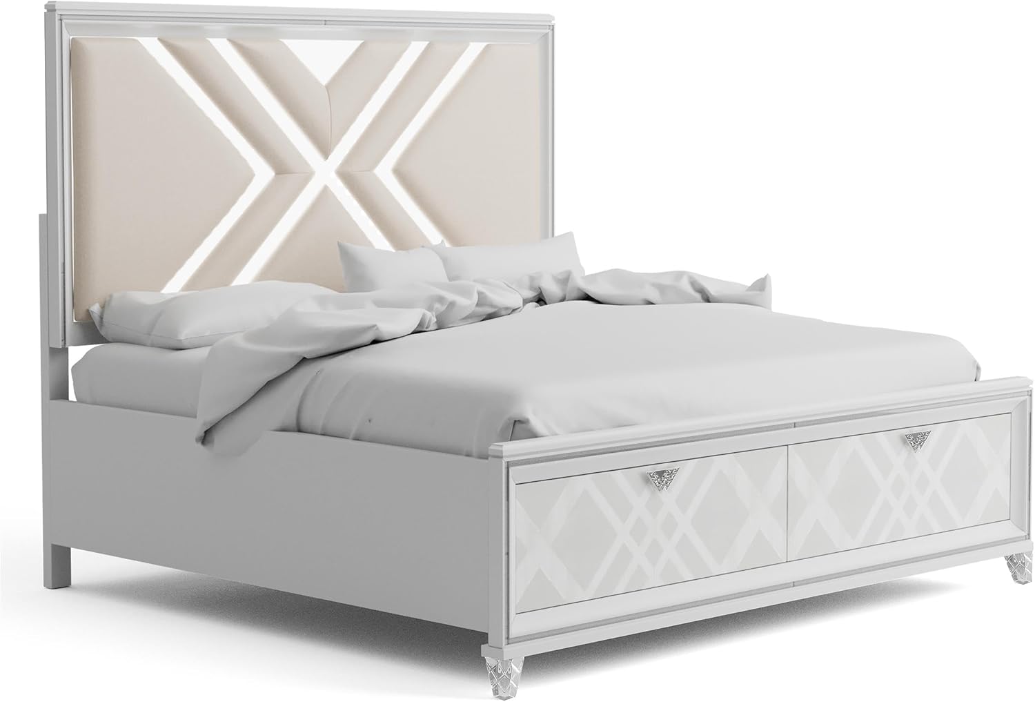 Furniture of America FOA Anaiya 5-Piece Contemporary Wood King Bedroom Set in White