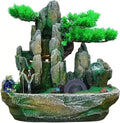 Desktop Fountain Indoor Fountain Tabletop Natural Waterfall Fake Tree Creative Simulation Resin Rockery for Office Home Desk Decoration(Small)