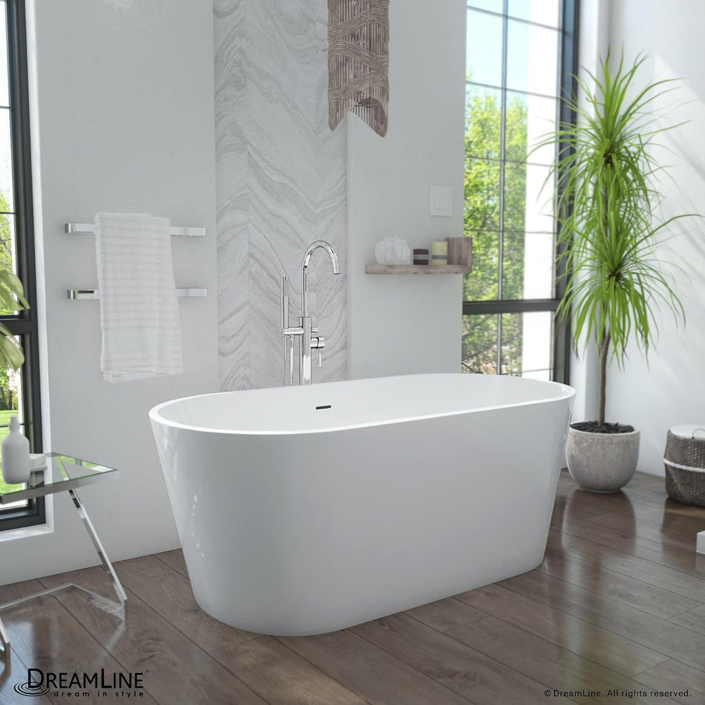 DreamLine Enigma 59 inch L x 29 1/2 inch W x 22 7/8 inch H Freestanding Acrylic Bathtub with Oil Rubbed Bronze Drain