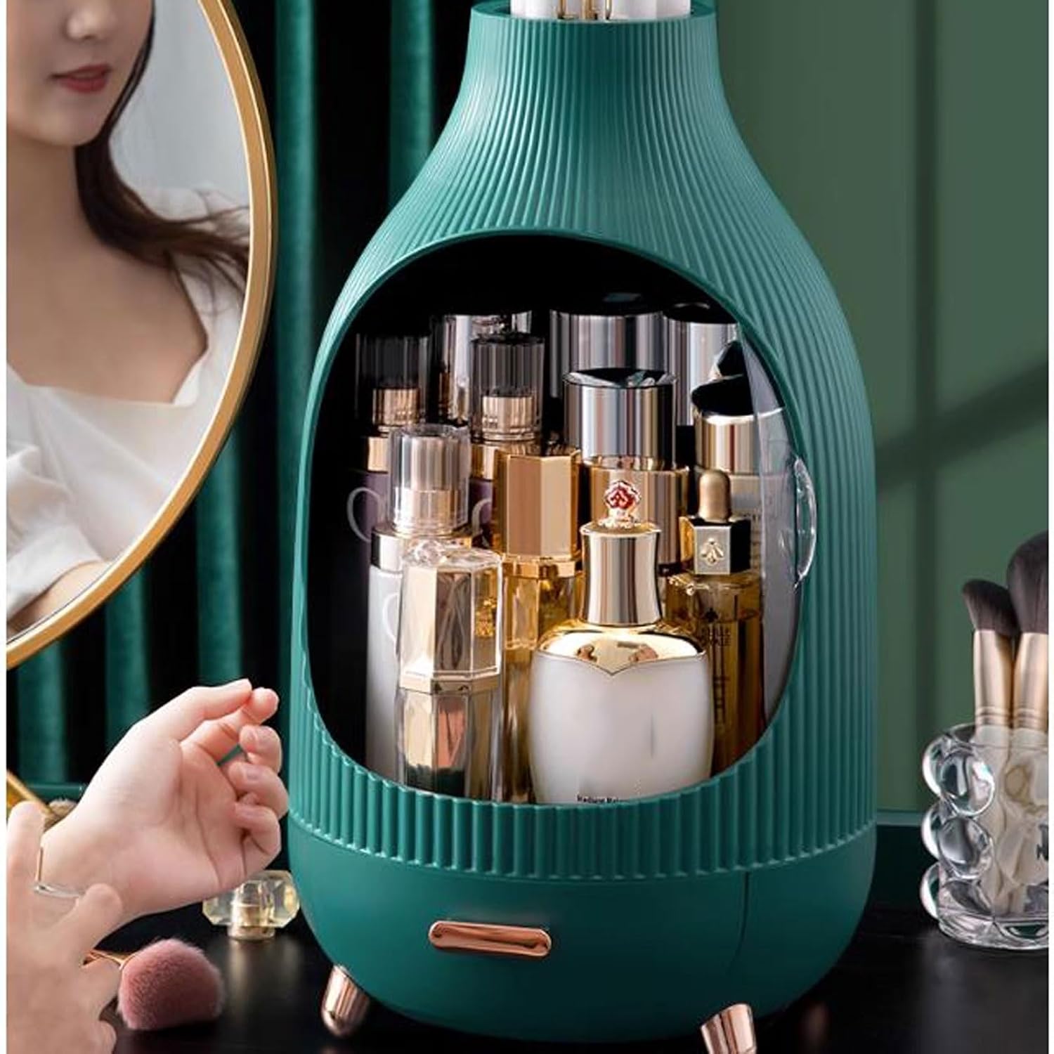 Makeup Box Makeup Organizer,Bathroom Counter Organizer, Modern Jewelry and Cosmetic Display Cases ,Make Up Organizer Stands for Bathroom, Dresser, Vanity Accessories and Countertop Cosmetics and Perfu