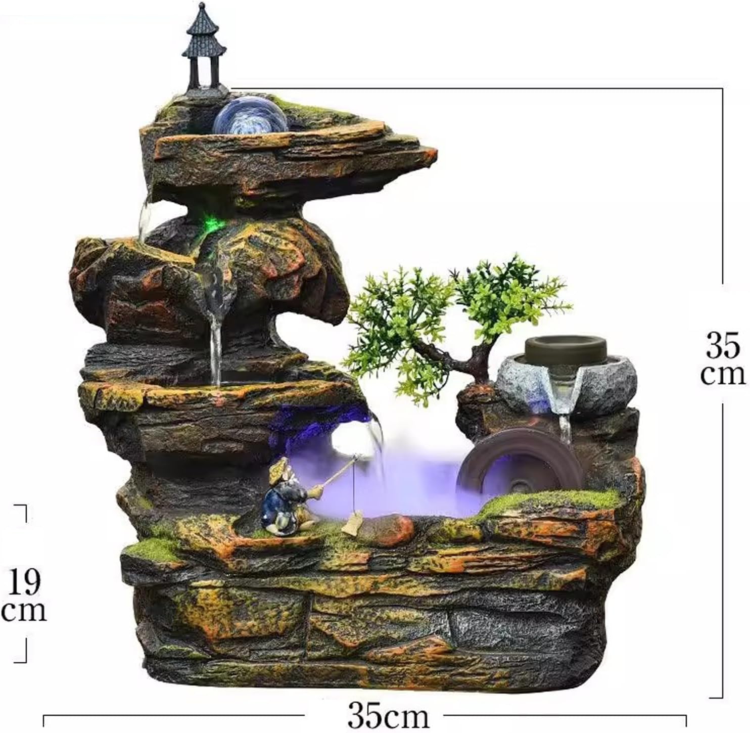 Tabletop Fountain Living Room Rockery, Flowing Water Landscape, Fountain Desktop Decoration, Gift Giving Desktop Decoration with Atomizer Desktop Fountain (Size : M)