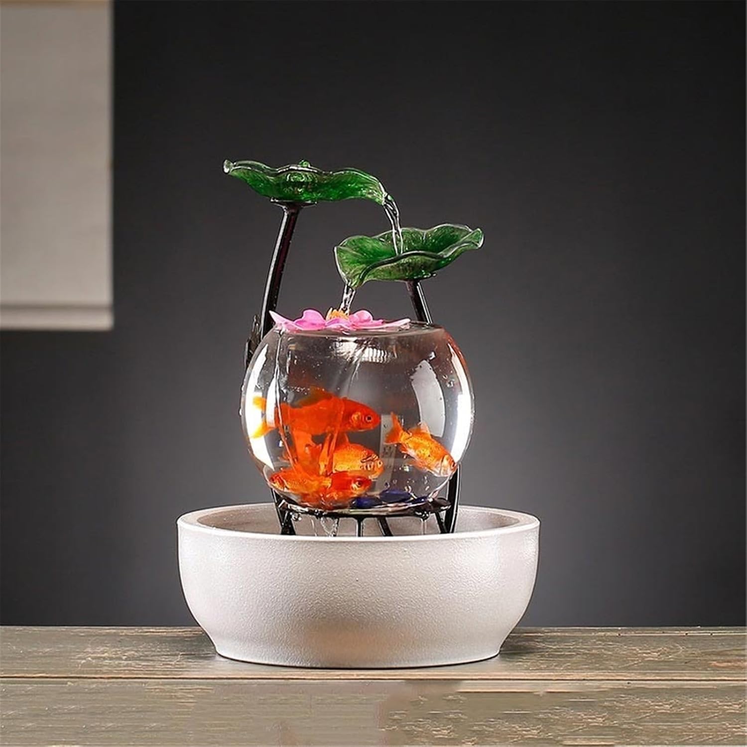 Indoor Waterfall Fountain Luxury-Style Fish Tank Water Ornament Tabletop Fountains Home Office Desktop Decorations