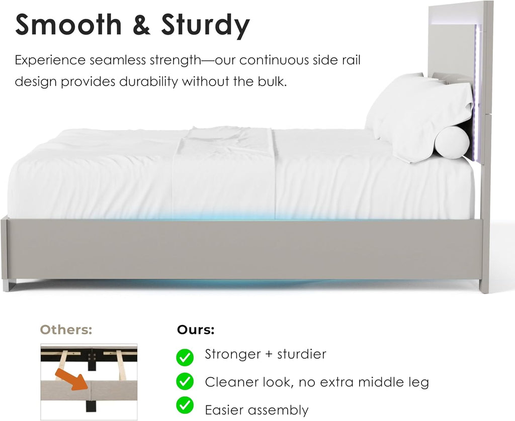 Furniture of America Alistair Modern Wood 3-Piece Bedroom Collection with Bed Frame and 2-Drawer Nightstands Set of 2, Box Spring Required, White, Queen