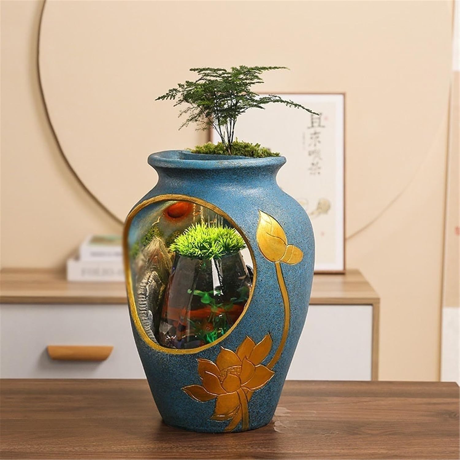 Desktop Fountain Tabletop Fountain, Desktop Fish Tank Relaxing Ambiance for Home and Office Decor