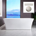 WOODBRIDGE 67' Acrylic Freestanding Bathtub Contemporary Soaking White Tub with Brushed Nickel Overflow and Drain，BTS1609-B/N-Drain&O