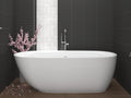 ANZZI Freestanding Bathtub 67 in Acrylic Glossy White Flat Bottom Soaking Tub, Ami Series One-Piece, Center Drain, Polished Chrome Overflow, Slip-Resistant Floor, Leveling Adjustable Feet | FT-AZ401