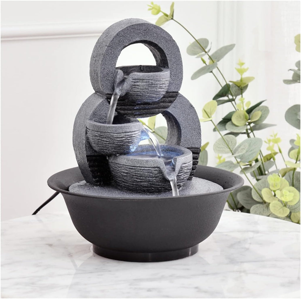 Waterfall Tabletop Fountain Simple Office Circulating Water Ornaments Desktop Lucky Fountain Landscape Living Room Fortune Feng Shui Wheel Ball Meditation Fountain