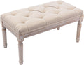 Kmax Tufted Entryway Bench, Upholstered Rustic Ottoman Bench, 31.5' x 15.75' x 15.7' Beige