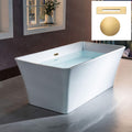 WOODBRIDGE 67' Acrylic Freestanding Bathtub Contemporary Soaking White Tub with Brushed Gold Overflow and Drain，BTS1609 -BG-Drain &O