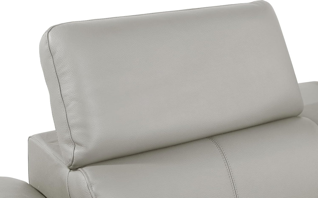 BlackJack Furniture Antonio 8 Piece U Shaped Power Reclining Sectional Sofa, Modular Couch with Top Grain Italian Leather, 4 Electric Recliners, USB & Wireless Chargers, Storage Console, Light Grey