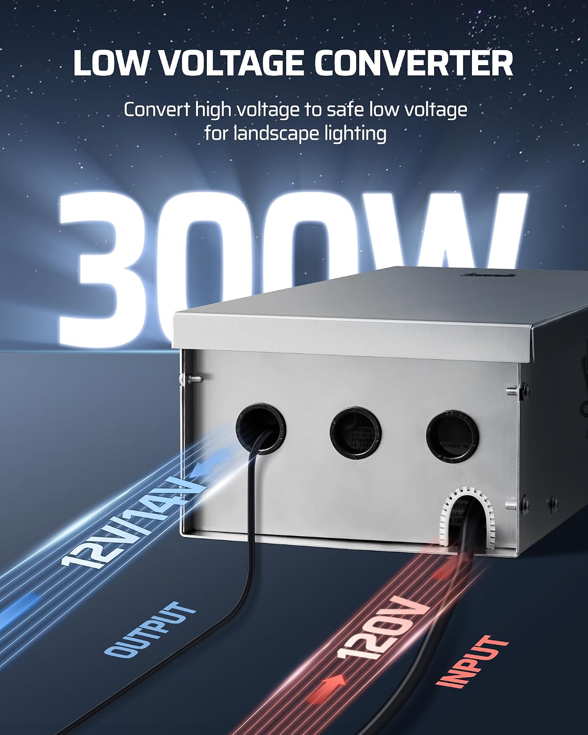DEWENWILS 300W Wi-Fi Low Voltage Landscape Transformer with 3 Zones, 2.4Ghz Smart Low Voltage Transformer for Outdoor Lights, 120V AC to 12V/14V AC, Work with Alexa & Google Assistant, FCC Listed