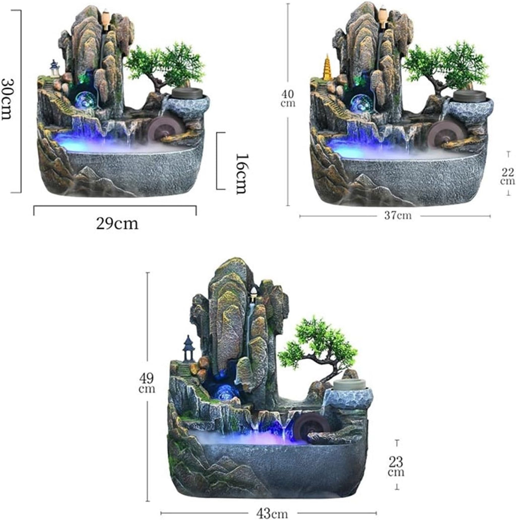 Tabletop Fountain Rockery Stream Tabletop Fountain, Meditation Indoor Waterfall for Home Office(Medium)