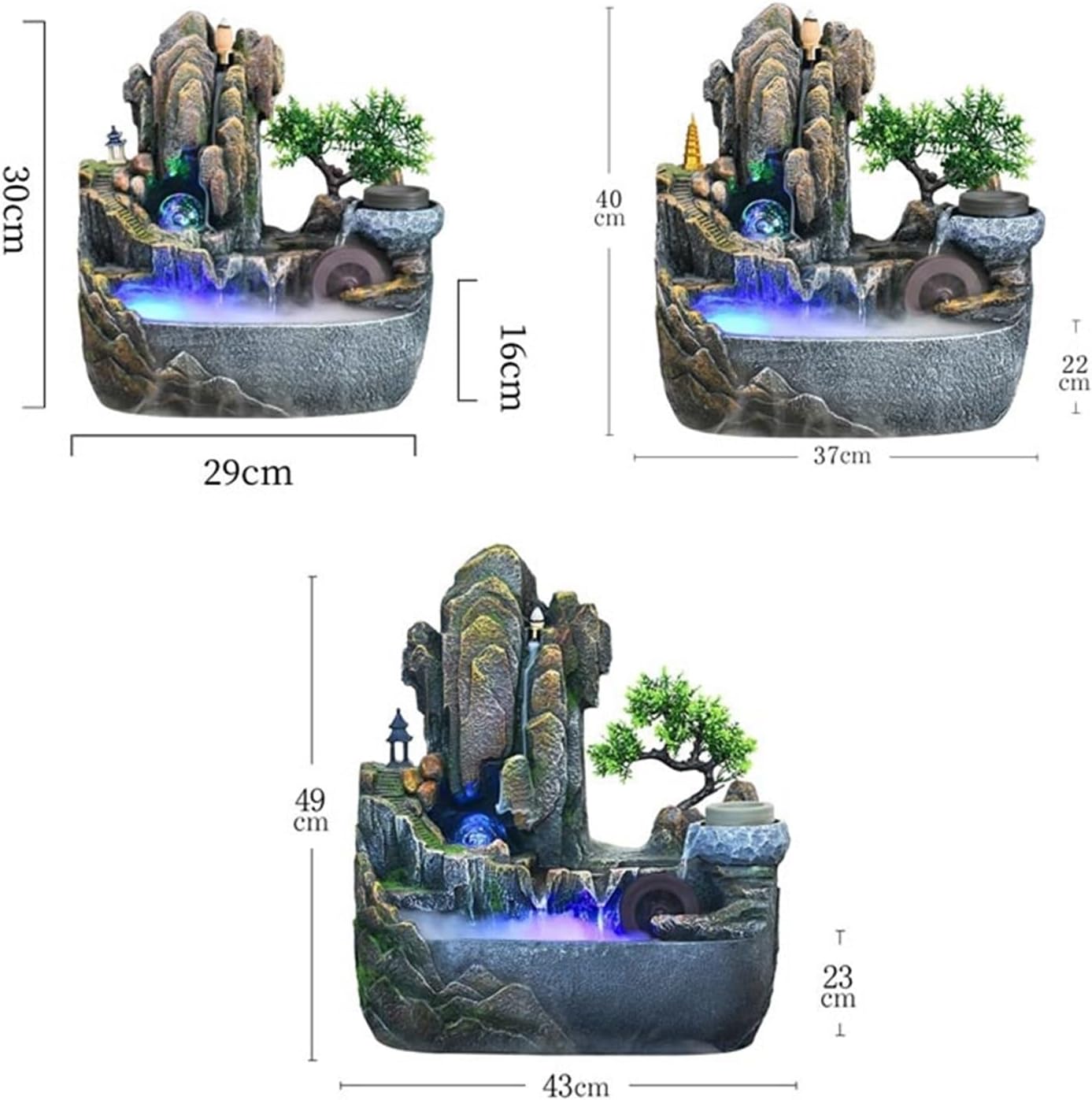 Tabletop Fountain Rockery Stream Tabletop Fountain, Meditation Indoor Waterfall for Home Office(Medium)