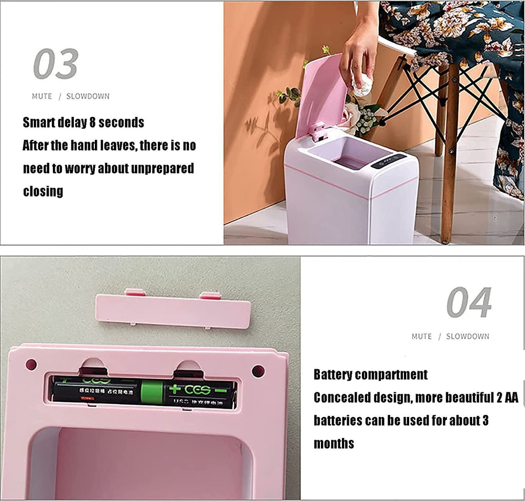 Trash Can Wastebasket Garbage， Smart Bin Trash Can Touchless Electric Smart Trash Can Living Room Bedroom Mute Waste Dust Bin Container Bins for Bathrooms(Blue)