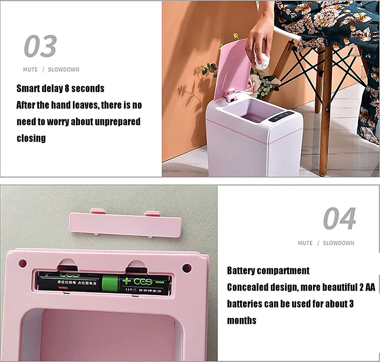 Trash Can Wastebasket Garbage， Smart Bin Trash Can Touchless Electric Smart Trash Can Living Room Bedroom Mute Waste Dust Bin Container Bins for Bathrooms(Blue)