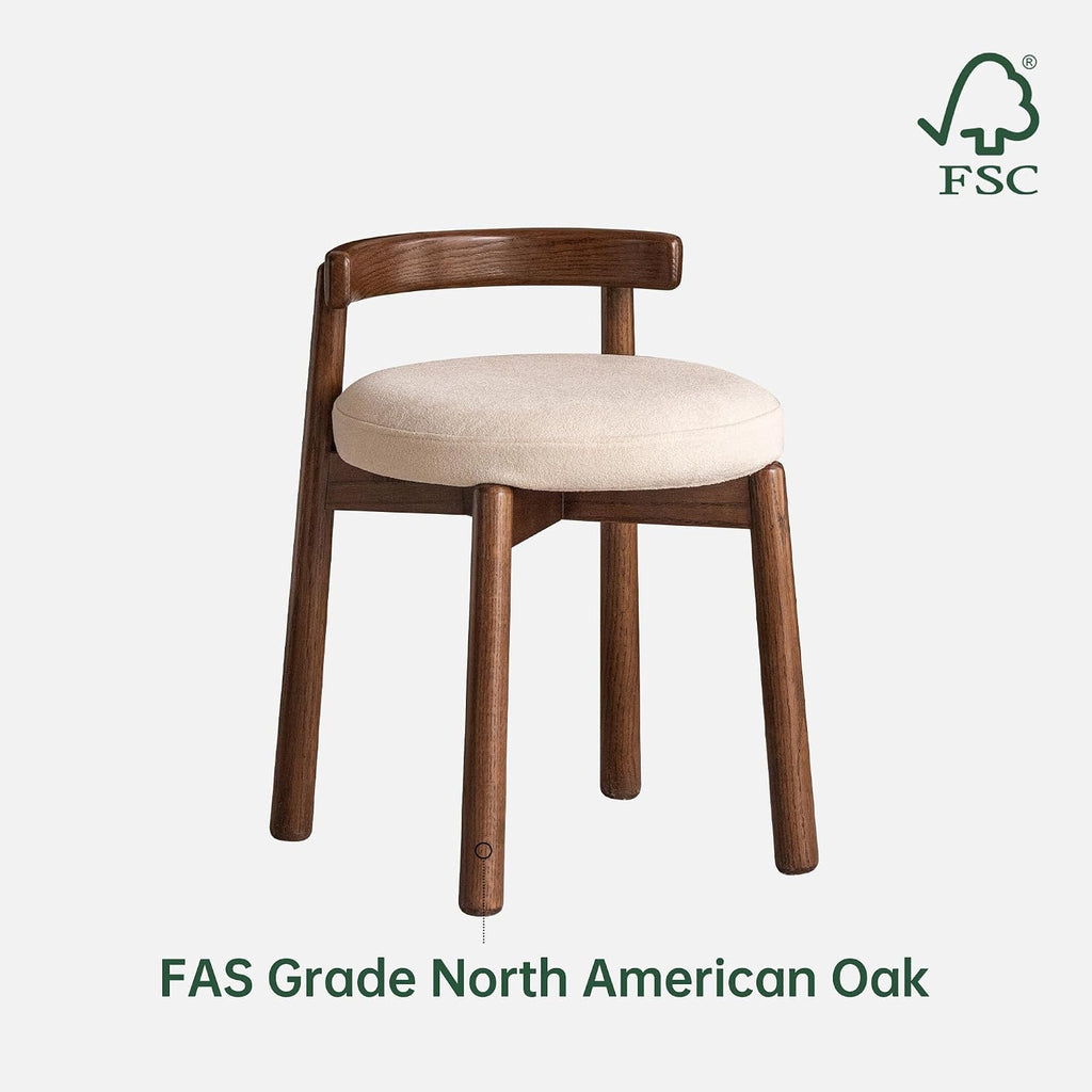 YESWOOD Oak Wood Swivel Vanity Stool, 360 Swivel Chair for Makeup Room, Fully Assembled Makeup Chair, Vanity Bench for Bathroom & Living Room, Walnut Color