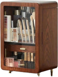 Makeup Organizer Solid Wood Makeup Storage Organizer Box Cabinet，Cosmetics storage display rack with Doors and Drawers，Dustproof, Elegant Display Cabinet，Suitable for Bathroom Countertop, Bedroom Dres