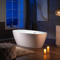 WOODBRIDGE 71' Acrylic Freestanding Bathtub Contemporary Soaking Tub, White Acrylic,Chrome Drain/Overflow