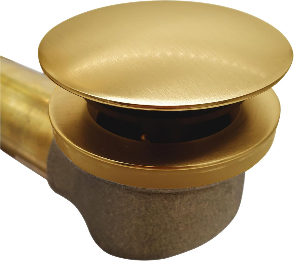 Westbrass A326HBJ-18 25' Brass Bath Waste & Overflow Assembly with European Tip-Toe Drain Plug and Illusionary Faceplate, Brushed Bronze