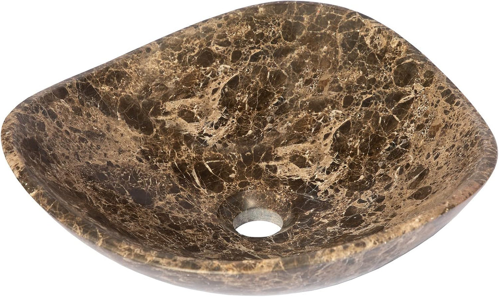 Eden Bath Round Freeform Vessel Sink, Honed Dark Emperador Marble - Stylish Bathroom Sink