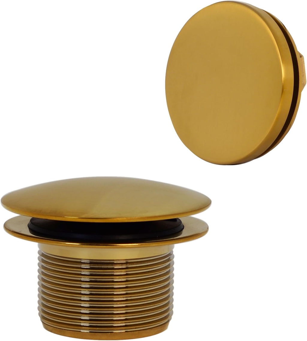Westbrass A325H-18 14' Brass Bath Waste & Overflow Assembly with European Tip-Toe Drain Plug and Illusionary Faceplate, Brushed Bronze