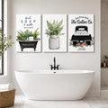 3 Piece Farmhouse Bathroom Decor Wall Art-Rustic Bathroom Canvas Print for Country Room Wall Decor, Rustic Botanical Bathtub Bathroom Decor, Vintage Framed Botanical Artwork for Bathroom 24'x36'x3Pcs