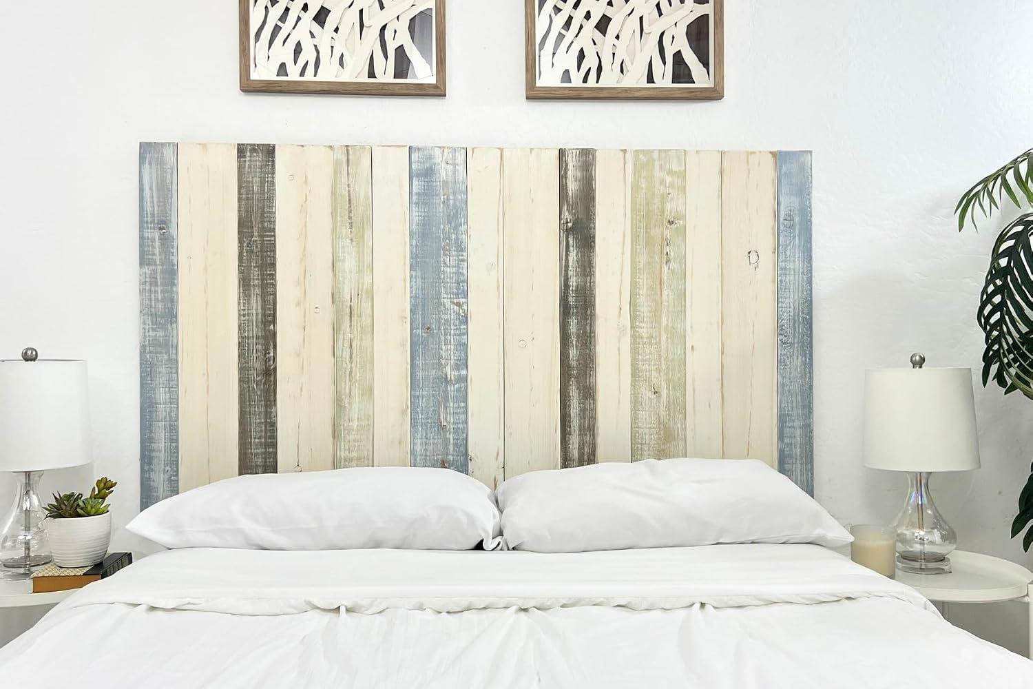 Barn Walls King Headboard Wall-Mounted - Adjustable Floating Backboard for Beds, Bedroom Boardsking, Cabecera de Cama, Split Height, Fullsize Headboards, Farmhouse Bedroom, King Size, Farmhouse Mix