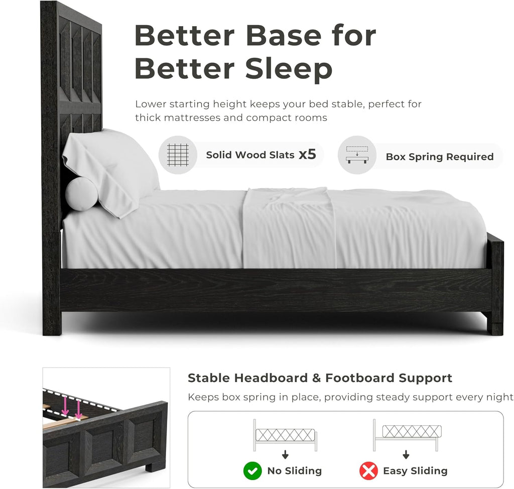 Furniture of America Dannen Modern Classic Solid Wood 4-Piece Bedroom Set, Panel Bedframe, Writing Desk and Wooden Nightstands with USB Ports, Box Spring Needed, King, Tawny Brown