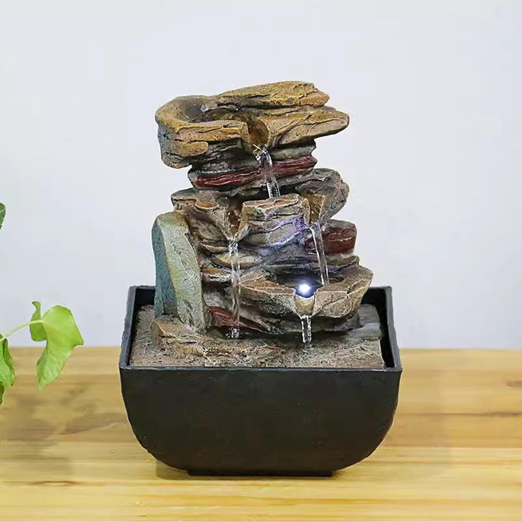 Tabletop Fountain Rockery Circulating Water Fountain Desktop Small Decoration Home Living Room TV Cabinet Porch Decoration Desktop Fountain (Color : 05)