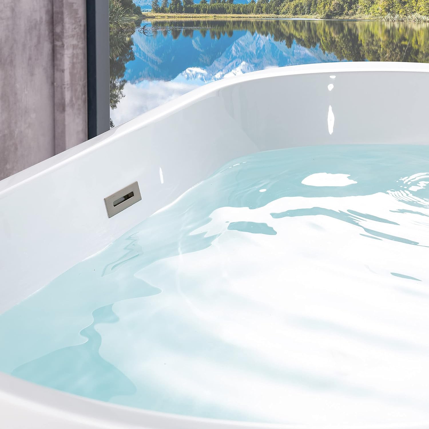 WOODBRIDGE 54' Acrylic Freestanding Bathtub Contemporary Soaking White Tub with Chrome Overflow and Drain,B1702-CH